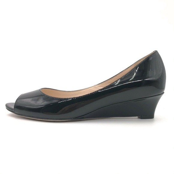 Cole Haan Patent Leather Peep Toe Wedge Pumps - Picture 1 of 8
